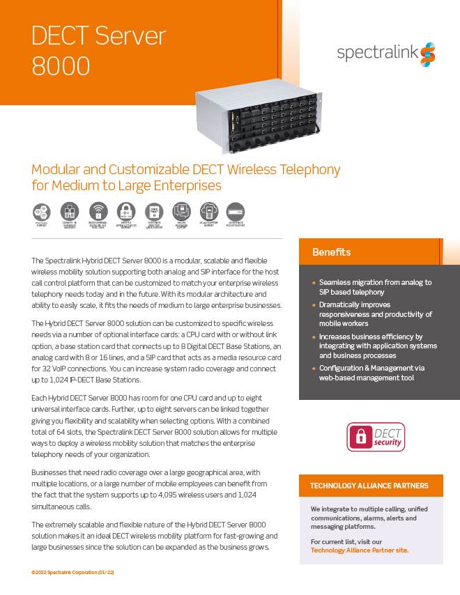 Spectralink  Modell KWS 8000 Datenblatt