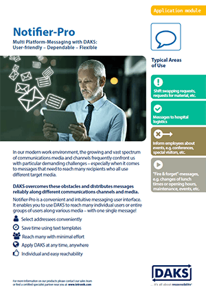 DAKS application Notifier-Pro product info flyer