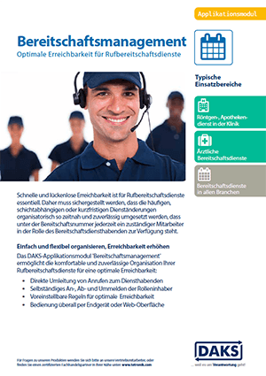 DAKS-Applikation Bereitschaftsmanagement Produktinfo-Flyer