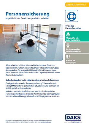DAKS-Applikation Personensicherung Produktinfo-Flyer